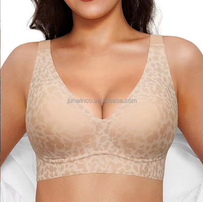 Deep V Padded Seamless Bralette Womens Bra Comfortable Back Closure Wireless Comfort Jelly Bras