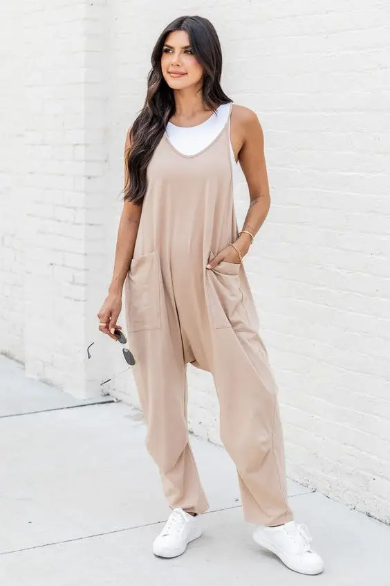Women’s Casual Wide-Leg Jumpsuit – Loose Fit One-Piece