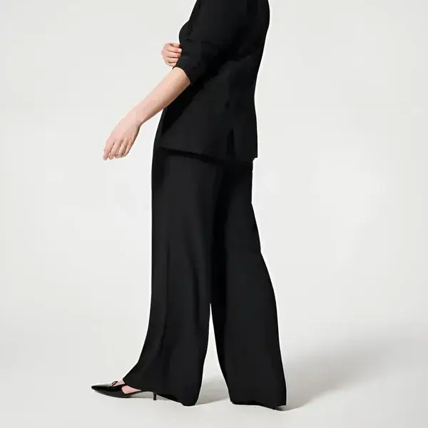 Crepe Pleated Women’s Trousers – High Waist, Lightweight Polyester